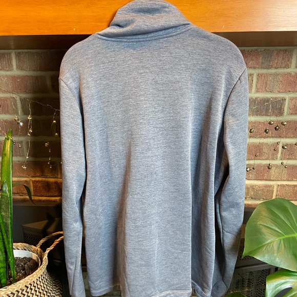 Super Soft Fleece-Lined Gray High-Neck Quarter Zip Sweatshirt, Size M - Picture 2 of 6